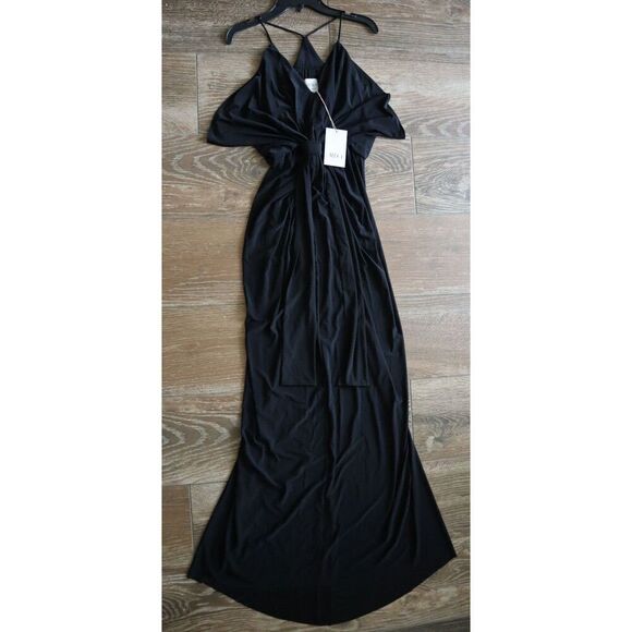 MISA Los Angeles Women's Sz Small Black Domino Tie Front Maxi Dress - Picture 1 of 8